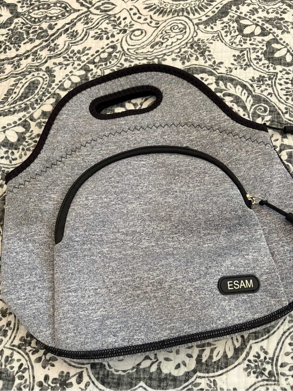 Grey Neoprene Tote Lunch Bag